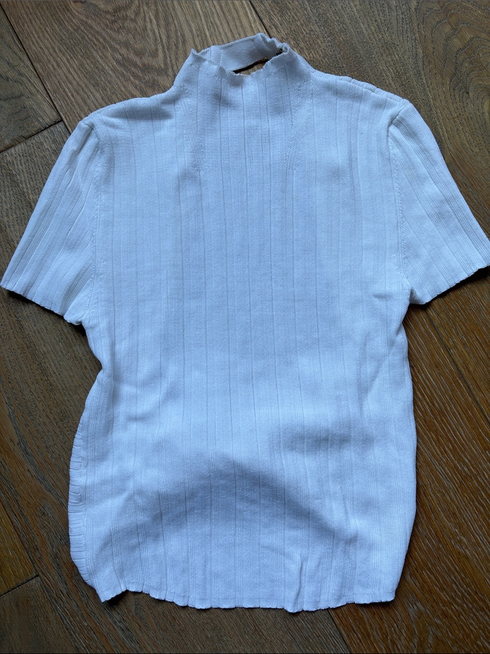 Free People White Ribbed Mock Neck Tee